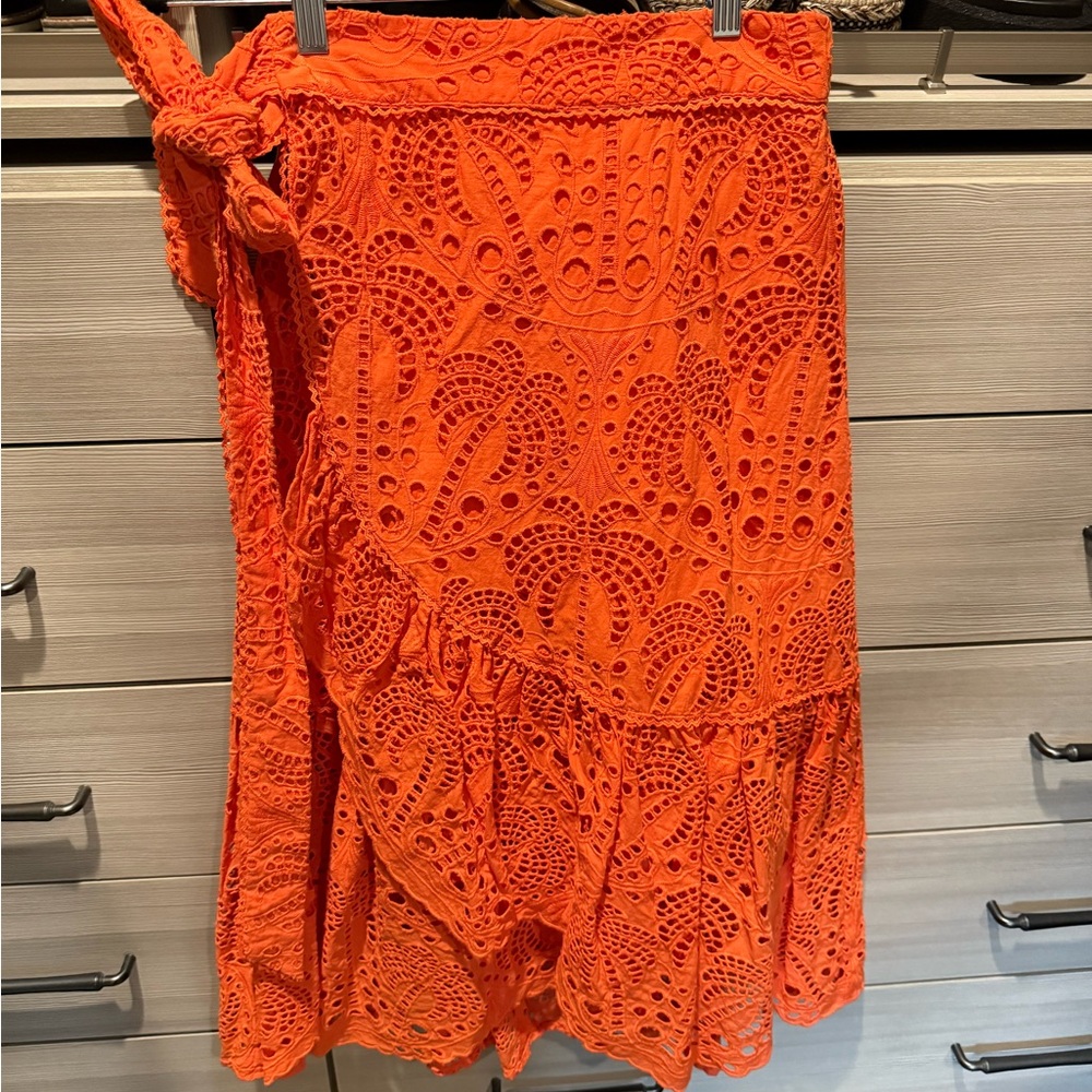 Farm Rio Eyelet Wrap Skirt, Size Small